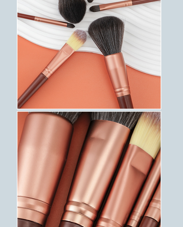 New 6-piece natural wood-colored velvet bag, large brush, soft bristle eyeshadow brush, powder brush, foundation brush, complete set of makeup brushes undefined