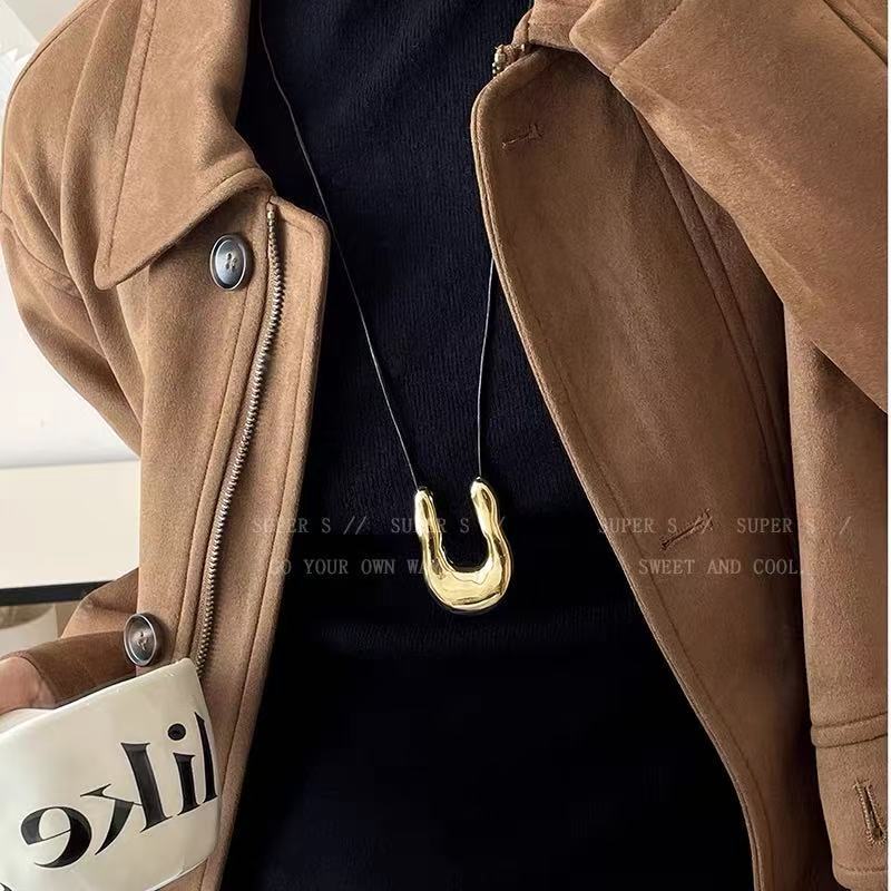 Otoño y invierno minimalistas collares colgante de goteo de Feng Shui mujeres chaqueta larga suéter cadena casual accesorios de lujo ligero