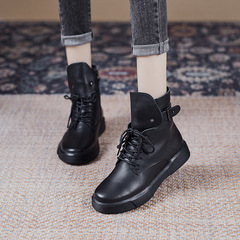 Soft Sole Genuine Leather Martin Boots for Women 2022 Autumn/Winter Thick Sole British Style Short Boots Versatile Motorbike Boots Ins Trendy