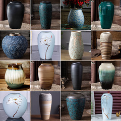 景徳鎮の新しい中国式の花瓶の陶磁器の復古の水培陶の缶の装飾の乾いた花の客間の生け花の置物の植木鉢は着地します。