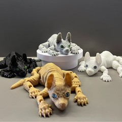 国境を越えた 3D プリントのシャム猫関節可動無毛猫フィギュアモデル小道具装飾品装飾玩具屋台