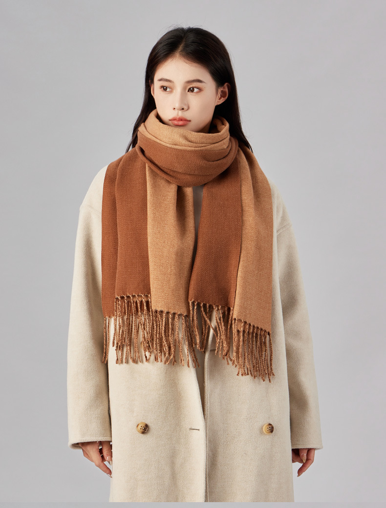 Zweifarbiger, länglicher Kaschmirschal, hochwertiger Schal für Damen im Herbst und Winter, warmer Schal für Herren_voghion.com