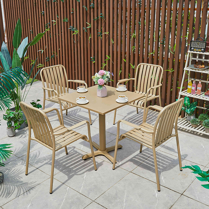 Mesa y silla al aire libre patio terraza al aire libre terraza villa jardín impermeable protección solar aleación de aluminio set mesa de té silla