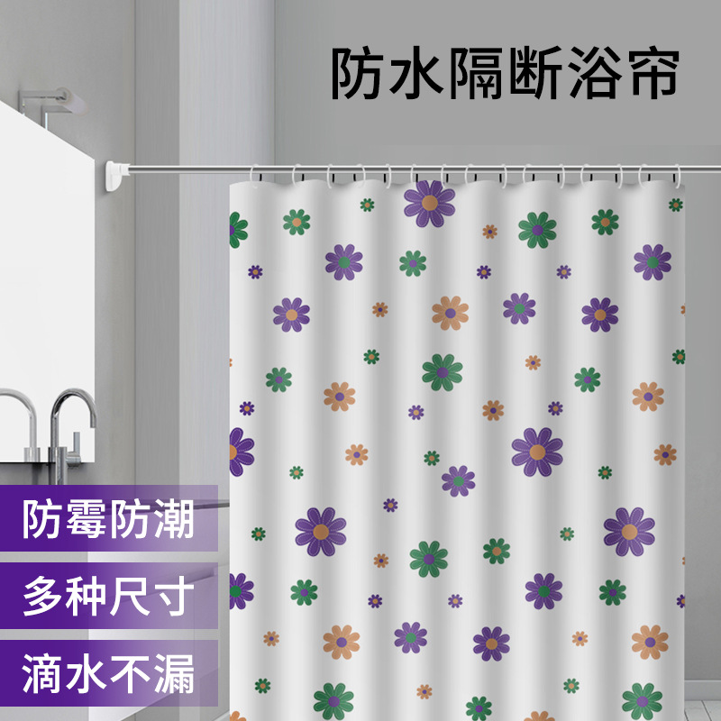 厂家现货加厚PEVA浴室浴帘印花防水淋雨帘防水隔断浴帘挂帘浴罩