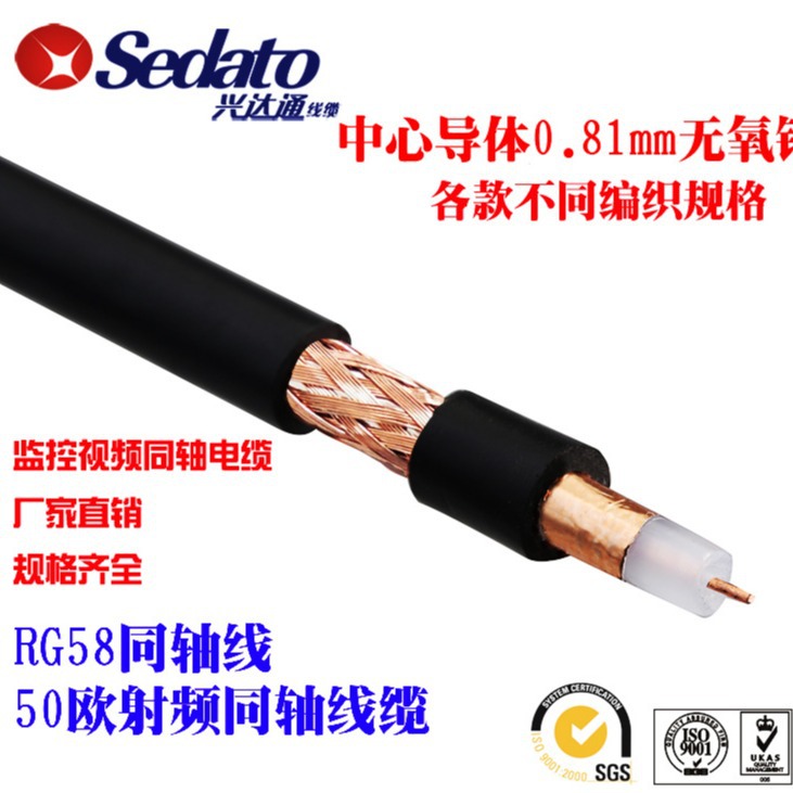 厂家直销RG58/U(SYV50-3)同轴电缆  高精度50欧同轴电缆 优惠出售