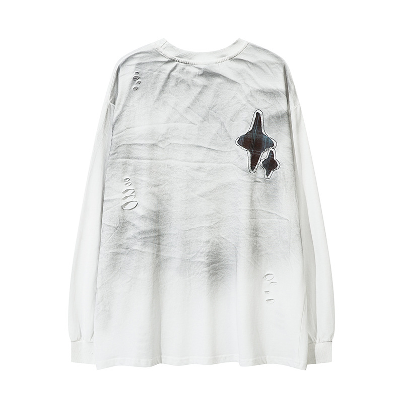 T-shirt ample à col rond pour homme avec motif délavé et ancien_voghion.com