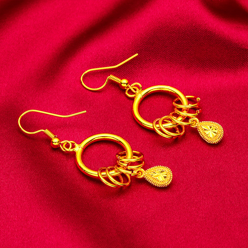 Vietnam sand gold Women's ear hook earrings wholesale water drop women's fashion sand gold earrings wholesale water drop earrings