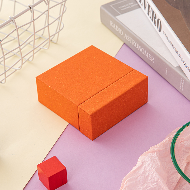 주황색 손으로 반죽한 종이 서랍 상자, 서랍 상자 9.5X9.5X3.5CM(빈 상자)