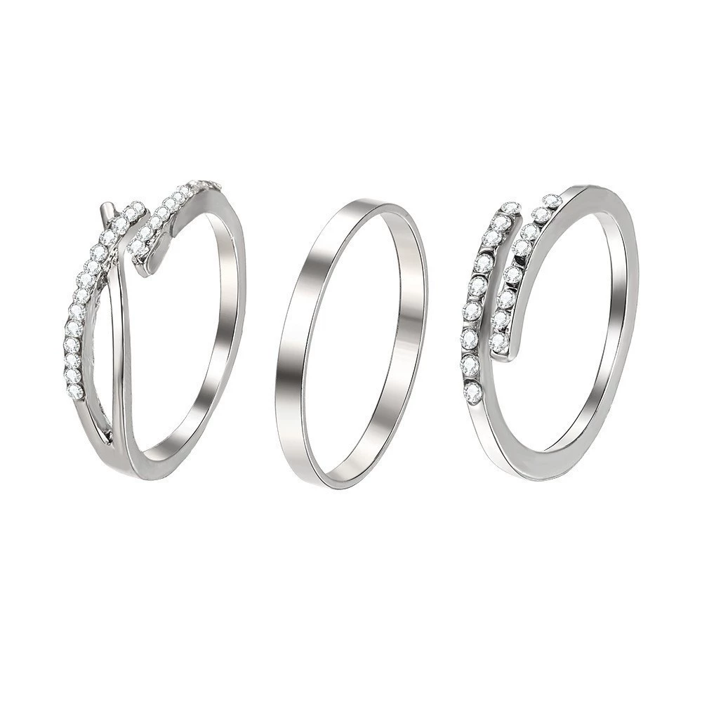 Ring multi-joint set, European style, metal adjustable stackable rings, assorted designs
