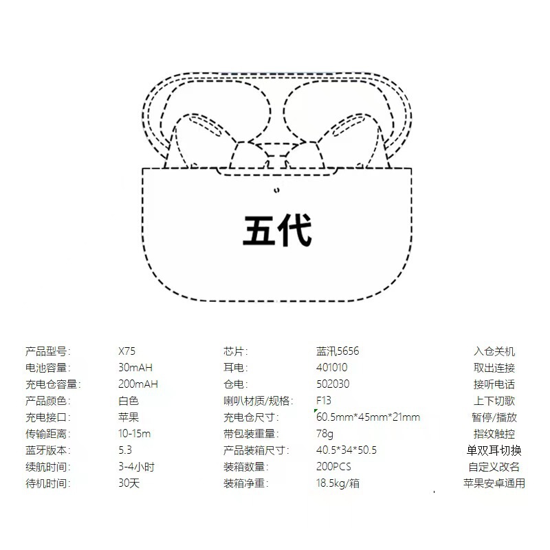 华强北真无线蓝牙耳机5.3二代五代七代PRO2全功能顶配TWS|undefined