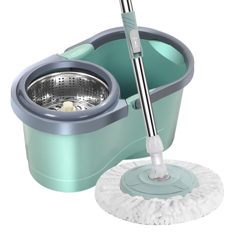 Cubo de secado de fregona giratoria doble unidad al por mayor presión de mano perezosa doméstica con rueda traje de cubo de fregona de ocho caracteres