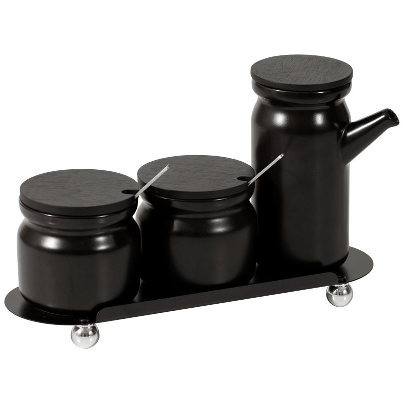 Luz de cerámica de lujo hogar alta temperatura resistente tanque de aceite condimento tarro de azúcar sal tarro condimento caja engrasador combinación traje al por mayor