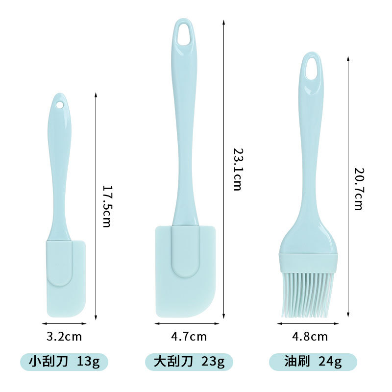 Baking tool silicone scraper set, split silicone scraper, oil brush three-piece set, cake spatula wholesale