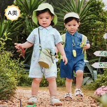 批发童装2025婴儿连体衣夏季新款男女小宝宝户外短袖工装爬服哈衣