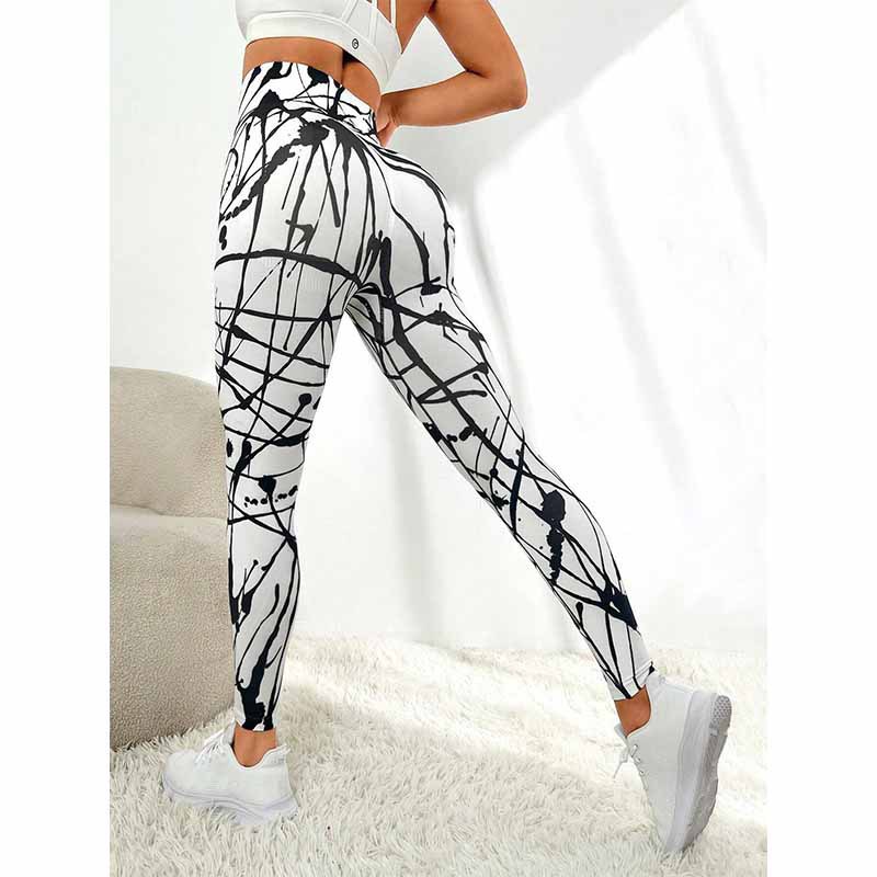 Versión gruesa talla S 200g + sin costuras pantalones de yoga de la aptitud de las mujeres Pantalones deportivos tie-dyed tie-float Hip-lifting pantalones Leggings