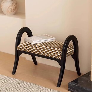 Elf Eye Jacquard Fabric Mid-Autumn Style Designer Shoe Changing Stool Entrance Low Stool Footrest Retro Bed End Stool Dressing Stool