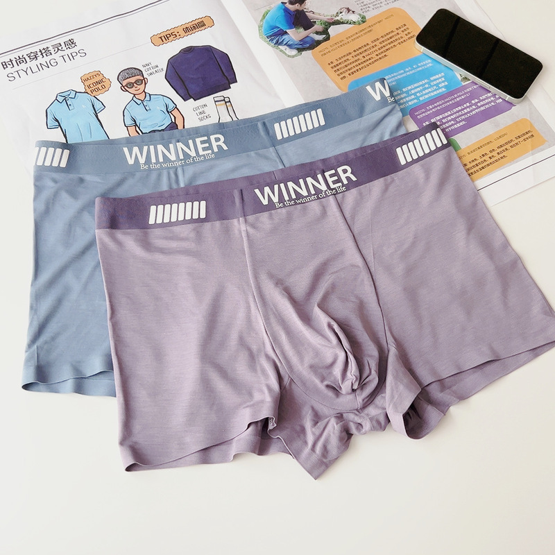 New Comfortable Thin Men's Underwear Modal Letter Boxer Briefs Men's Mid-Waist Underwear Physical Store Supply
