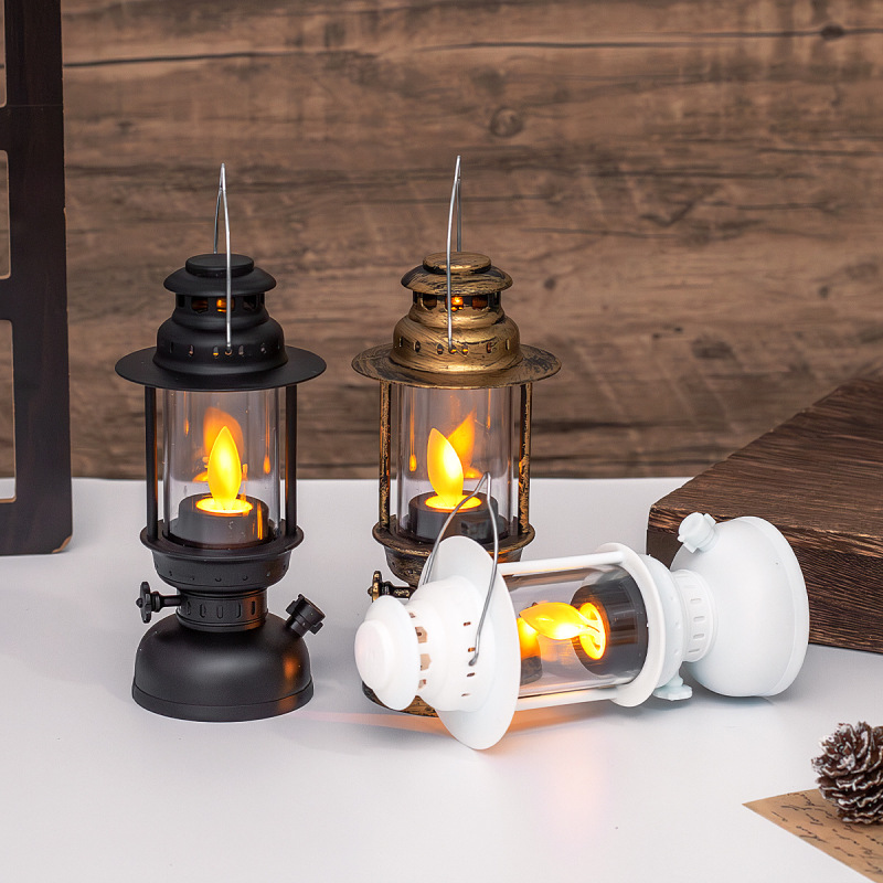 レトロな灯油ランプ電子キャンドルナイトライトクリスマス雰囲気 LED キャンドル装飾品デスクトップ装飾|undefined