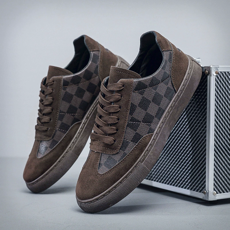 Мужские кроссовки Европейская мужская обувь мужские кроссовки с низким берцем в клетку на шнуровке повседневная обувь универсальная обувь мужская модная мужская обувь