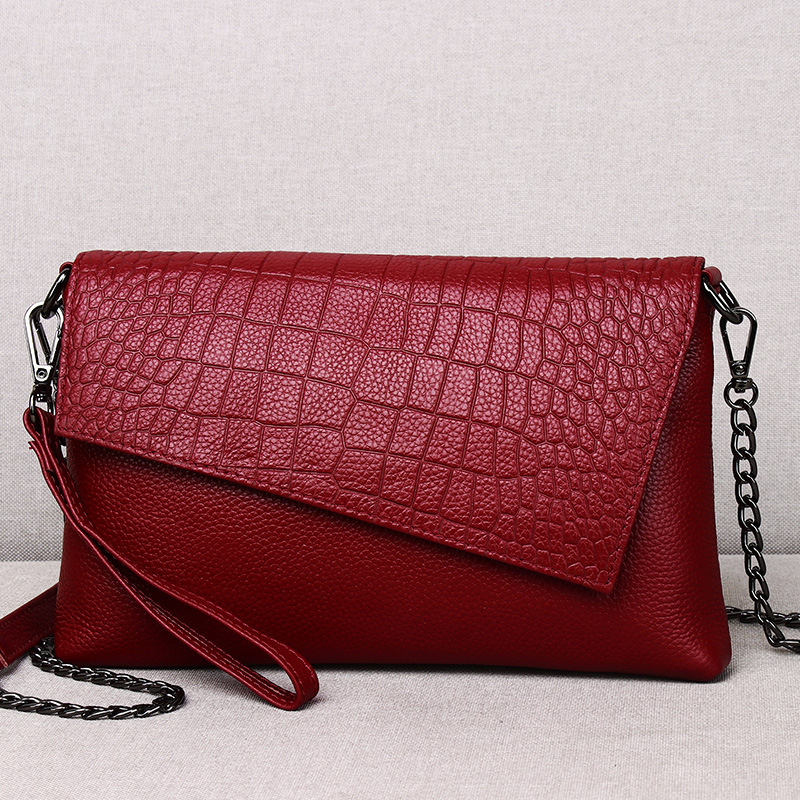 Stone Grain Genuine Leather Clutch Bag For Women 2023 New Trendy Large Capacity Chain Crossbody Bag Fashion Party Handbag - Thumbnail 8