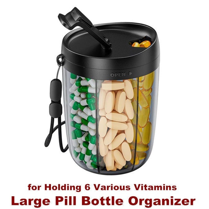 Large Pill Bottle Supplement Organizer Box Case for Vitamins
