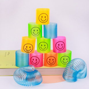 Cross-border Crystal Color Mini Rainbow Circle 3.2cm Children's Educational Spring Circle Toy Smiley Expression Stacking Circle