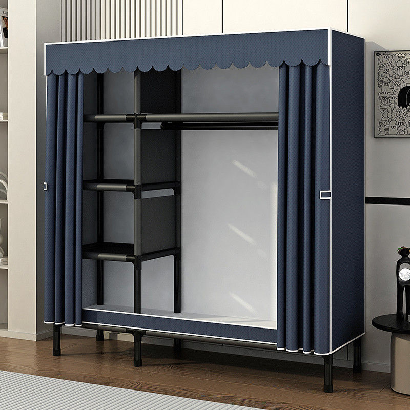 Simple and durable wardrobe for home bedrooms, suitable for rental properties, with a fully assembled steel frame and thickened fabric Simple and durable wardrobe for home bedrooms, suitable for rental properties, with a fully assembled steel frame and thickened fabric
