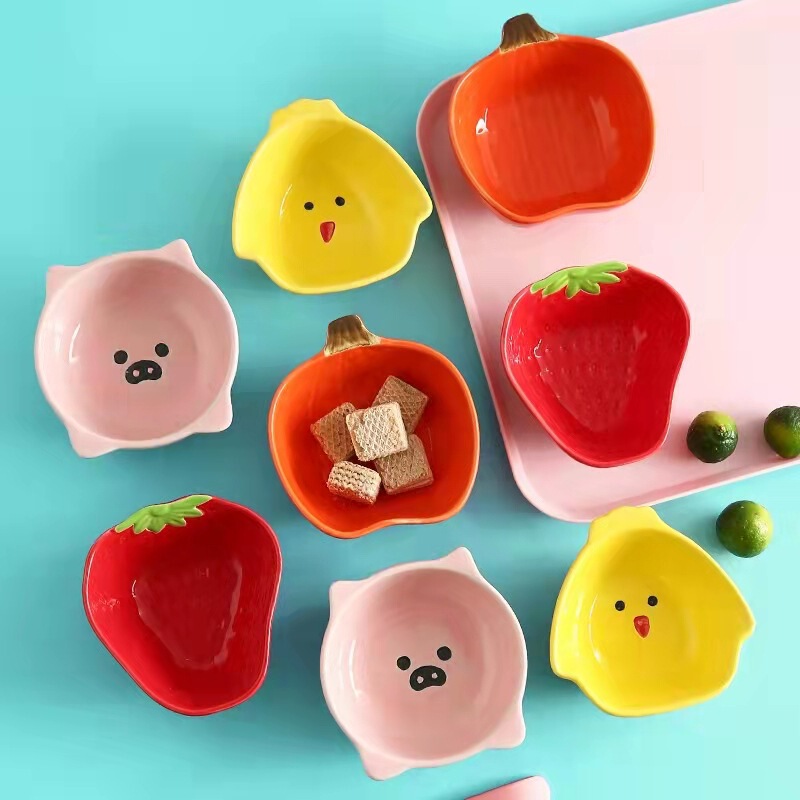 Cartoon Ceramic Small Dipping Dish Dessert Dessert Bowl Household Snack Dish Bone Spitting Dish Creative Seasoning Dish