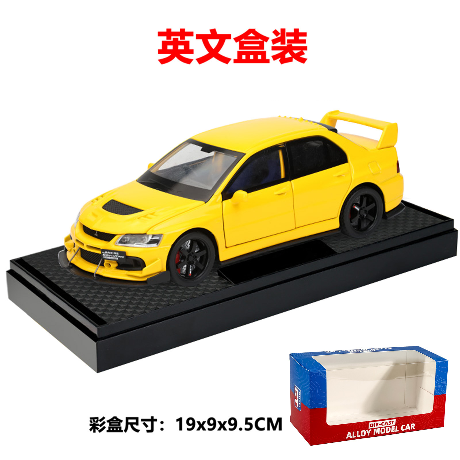 Modelo de Coche de Carreras Mitsubishi EVO de Aleación 1:32 con Base