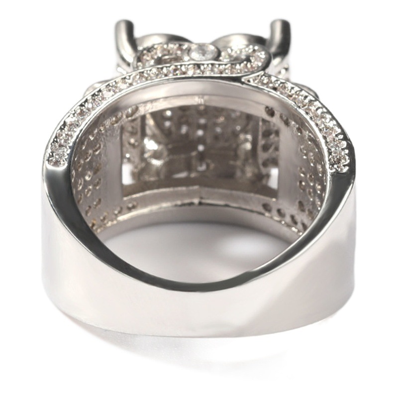 Estilo de hip hop europeo y Americano Micro incrustaciones de circón precioso anillo de la industria pesada de diseño completo diamante retro anillo de moda Nueva joyería