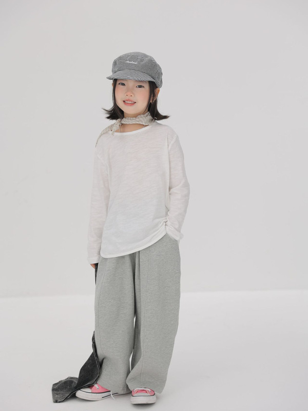 BOBOKIDS 25年秋冬儿童日系男女童竹节圆弧纯色长袖打底衫亲子装|undefined
