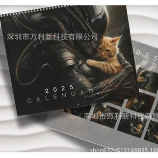 Cross-border Explosions Xenomorph Alien x Jonesy Cat 2025 Wall Calendar Calendar