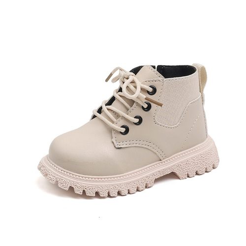 New Autumn Children's Fashion English Short Boots for Boys Side Zip Fashion Martin Boots for Girls Soft Sole Single Boots Solid Color