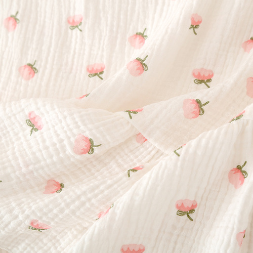 Suspender skirt, cotton crepe nightgown, summer lady's loose, fresh cotton gauze comfortable home skirt, long skirt adjustable