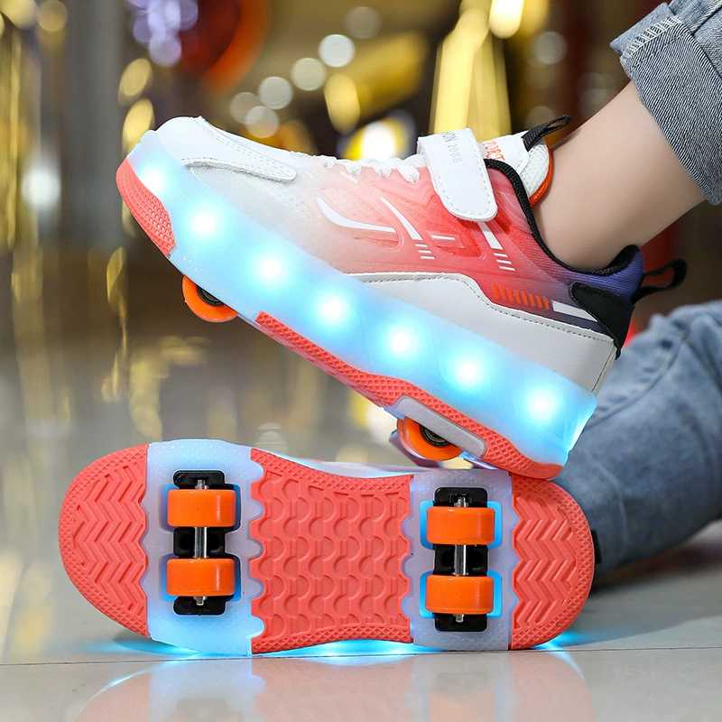 Четырехколесная обувь Heelys, оптовая продажа, мужские и женские детские роликовые коньки, зарядка, светящиеся колеса, обувь для взрослых, заводские восьмиколесные коньки