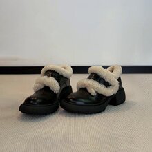 软皮版~冬季新款舒适时尚百搭保暖雪地靴女加绒毛毛鞋软底小皮鞋