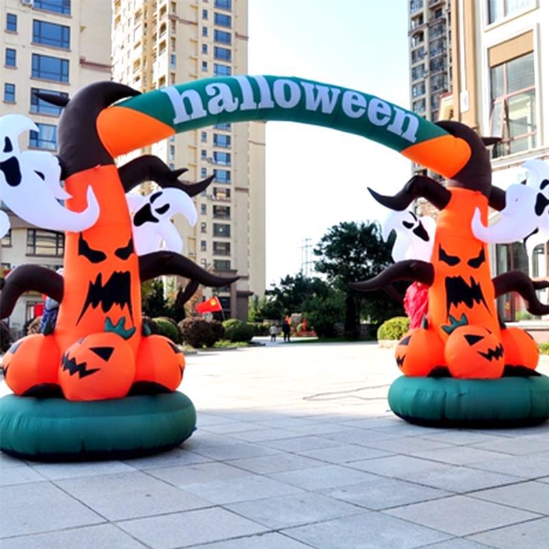 Decoración infláble de Halloween modelo de aire Chen luminoso calabaza gato de arco fantasma payaso pirata mano fantasma