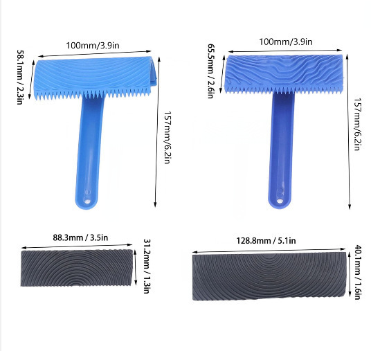 Pintura de vetas de madera Pintura de arte de impresión Pintura de madera Textura de pintura Herramienta de rallado Simulación de goma Cepillo de rodillo de vetas de madera