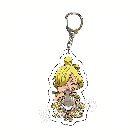 Acrylic One Piece double‑sided keychain, 6 cm, Luffy & crew characters, single or multi‑pack