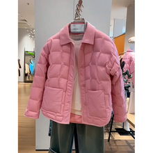 今年流行的小个子粉色短款羽绒服棉服棉袄外套女秋冬季2023年新款