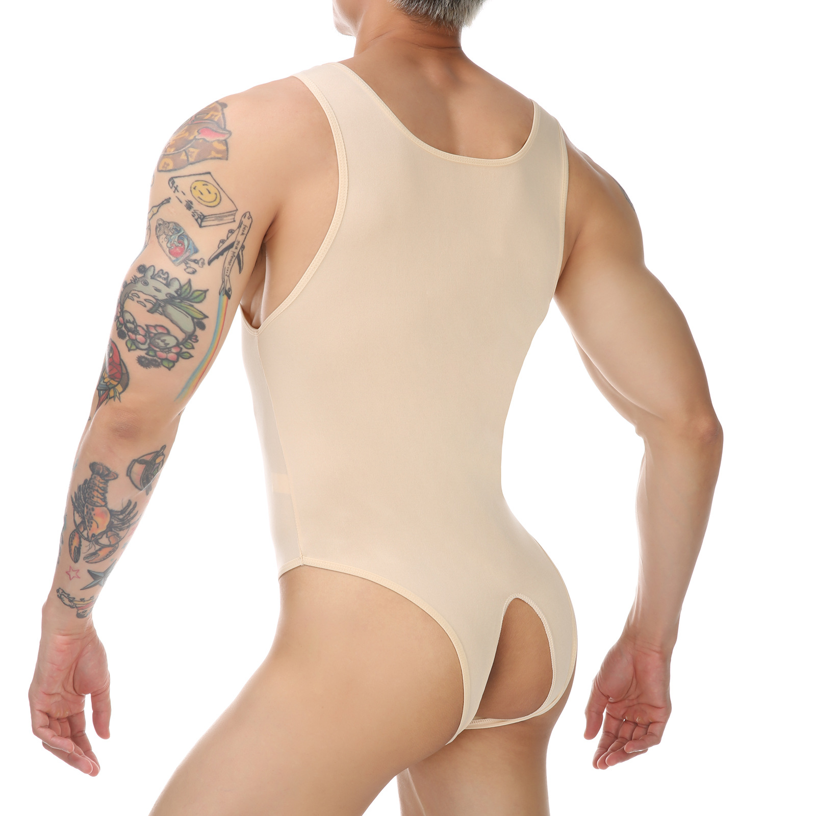 Amazon Cross-Border Foreign Trade Men's Sexy Jumpsuit Sleeveless Sexy Underwear with Empty Back and No Need to Take Off Jumpsuit Vest Wholesale