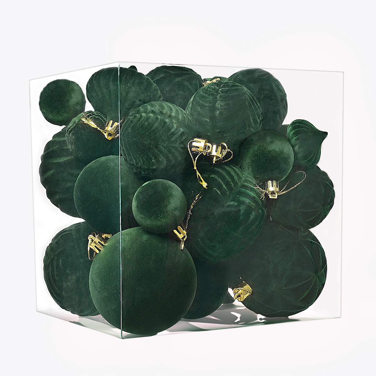 Transfronterizos para 36 bolas de navidad de floquete de forma especial, bolas de tela pintadas rojas, colgantes decorativos para árboles de navidad