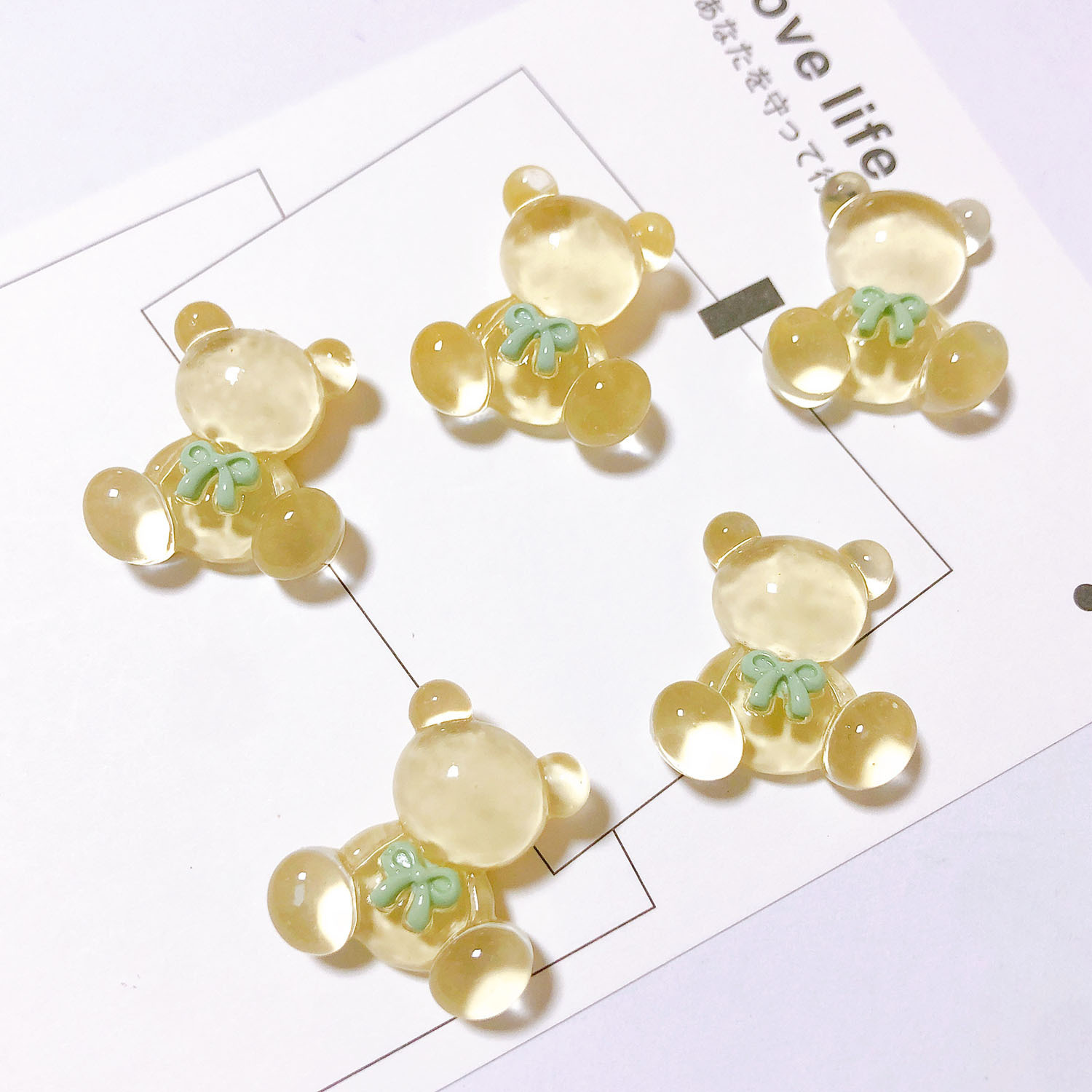 Hielo transparente resina oso accesorios venta al por mayor DIY teléfono móvil Shell crema pegamento horquilla taza de agua material decorativo oso transparente