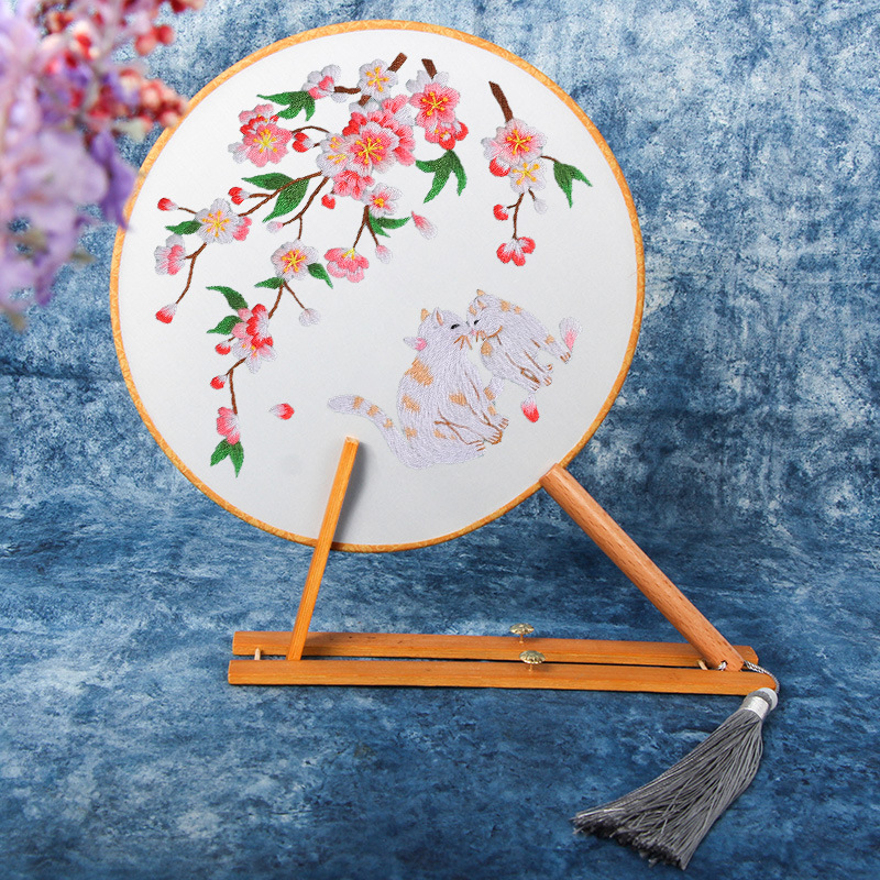 Bordado a mano diy material paquete auto bordado su grupo de bordado ventilador de cinta bordado principiante bordado ornamentación antigua