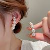 Silver needle from pearl, earrings, simple and elegant design, flowered