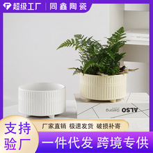 跨境专供花盆陶瓷大口径简约家用栀子花太阳花装饰家居摆件盆栽