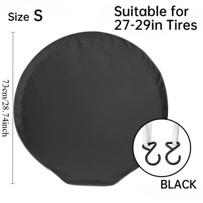 Cover Waterproof Tire Snow Cover | Spare wheel cover - black-upgraded-windproof-hook-s-size-single-pack-27-29inch73cm