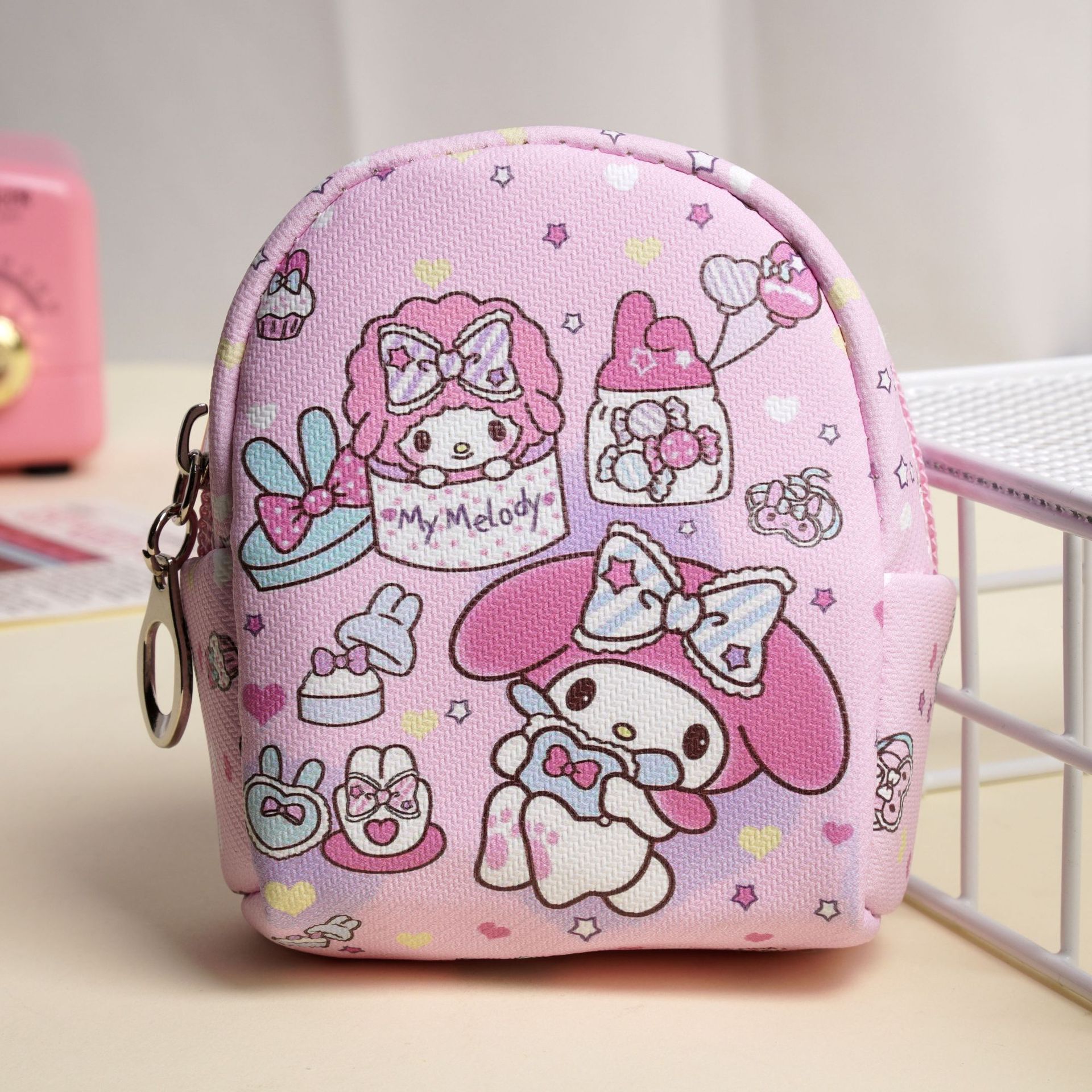Monedero Mini Animado de Cuero PU Impermeable para Almacenamiento Doméstico