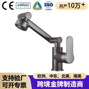 Cross-border basin waterfall lucky cat faucet hot and cold dual-use gray stainless steel faucet counter basin faucet