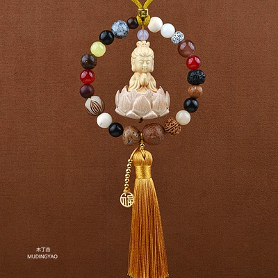 Interior Pendant Wholesale, Car hanging - guanyin-eighteen-sons-yellow-tassel